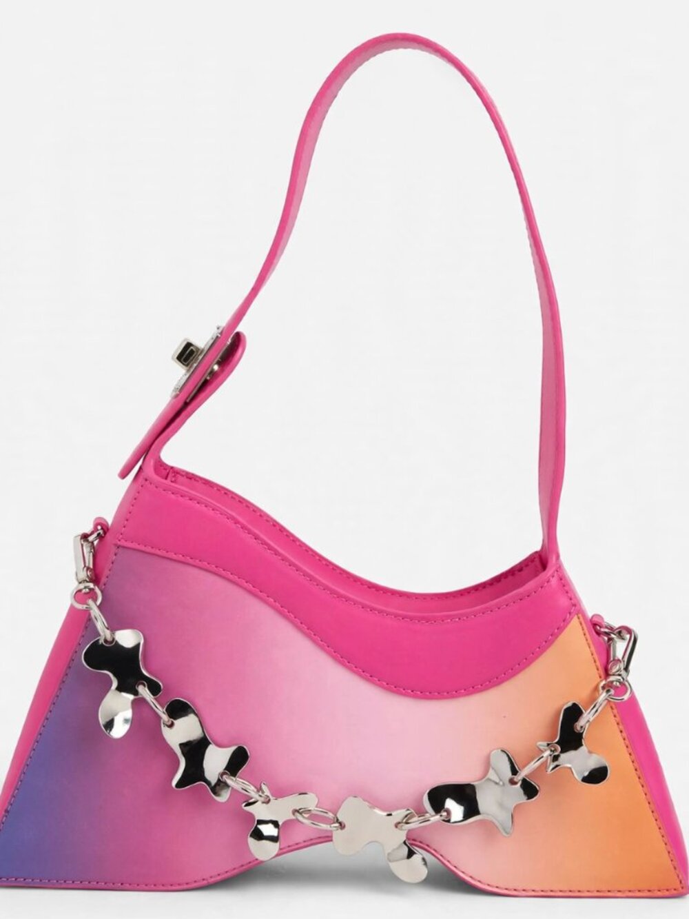 Charles & Keith Verity Chain-Link Sculptural Shoulder Bag — Sunset Gradient, NWT